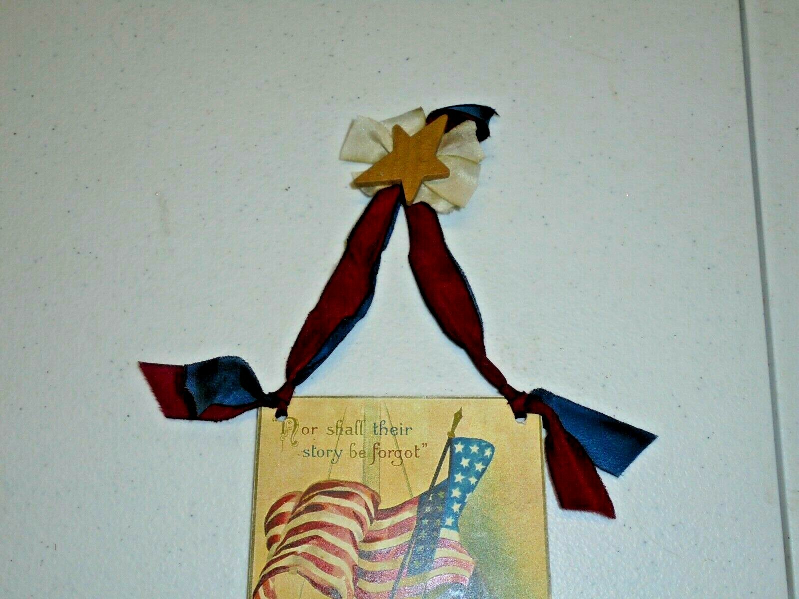 Reproduction Victorian USA Patriotic Ornament Card July 4th Decor Sign