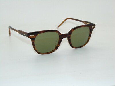 Pre-owned Thom Browne Tb-405-b-t-wlt Walnut/gold Mirror Authentic 47mm Sunglasses In Green W/ Gold Flash Mirror