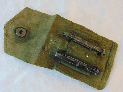 Vintage US Army M1 Carbine Magazine Ammo Pouch OD Canvas Military KILKIT Pull