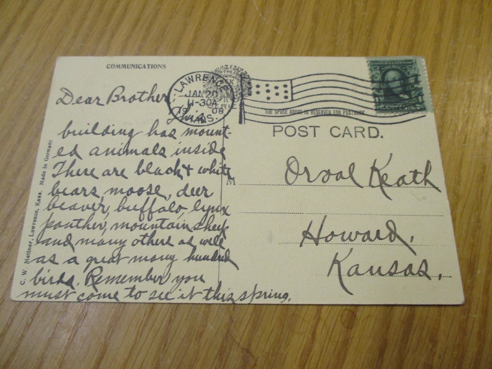 1908 Postcard Museum,  Kansas State University,   Kansas