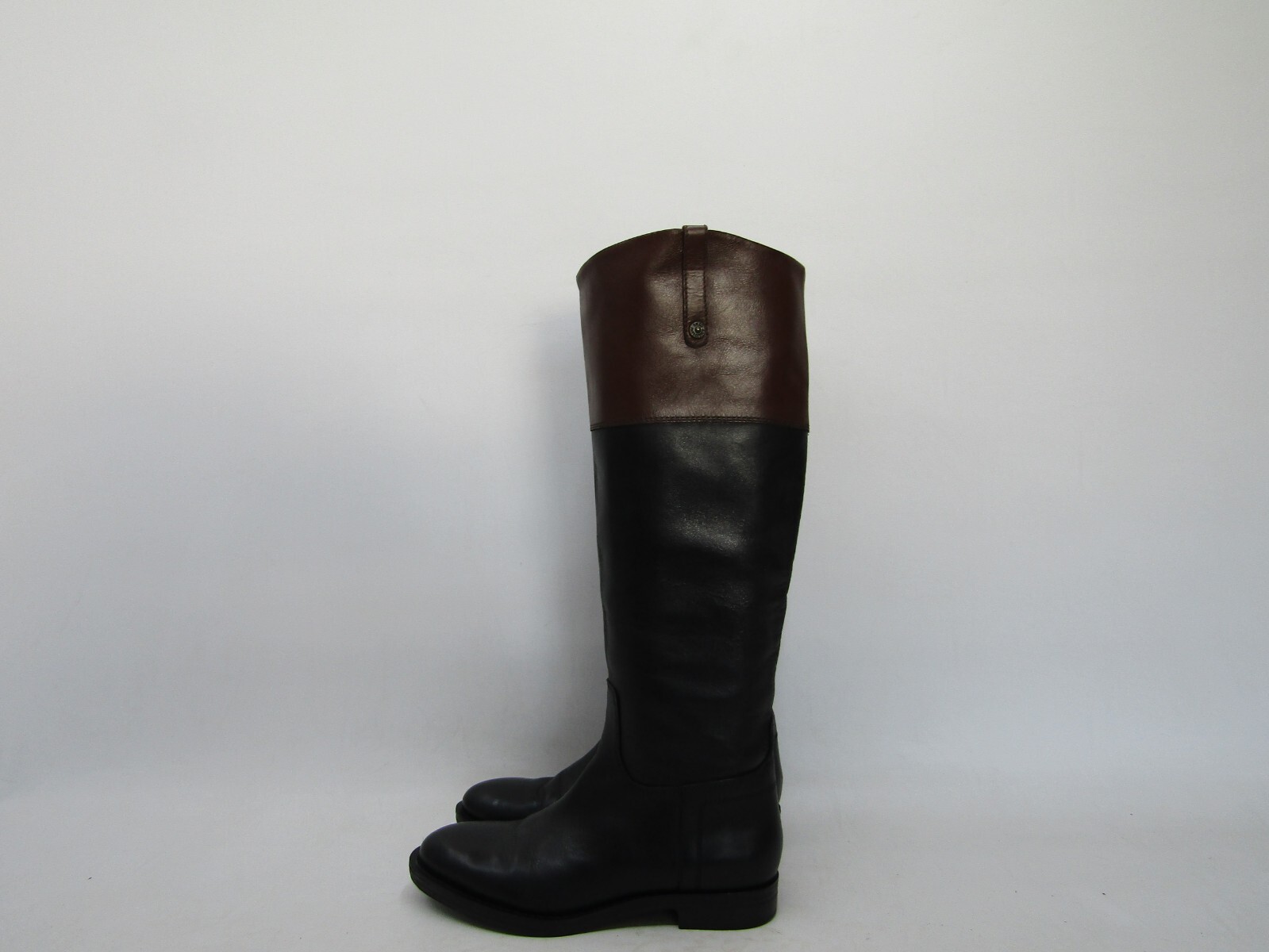 Enzo Angiolini Size 6 M Black Brown Leather Zip Knee High