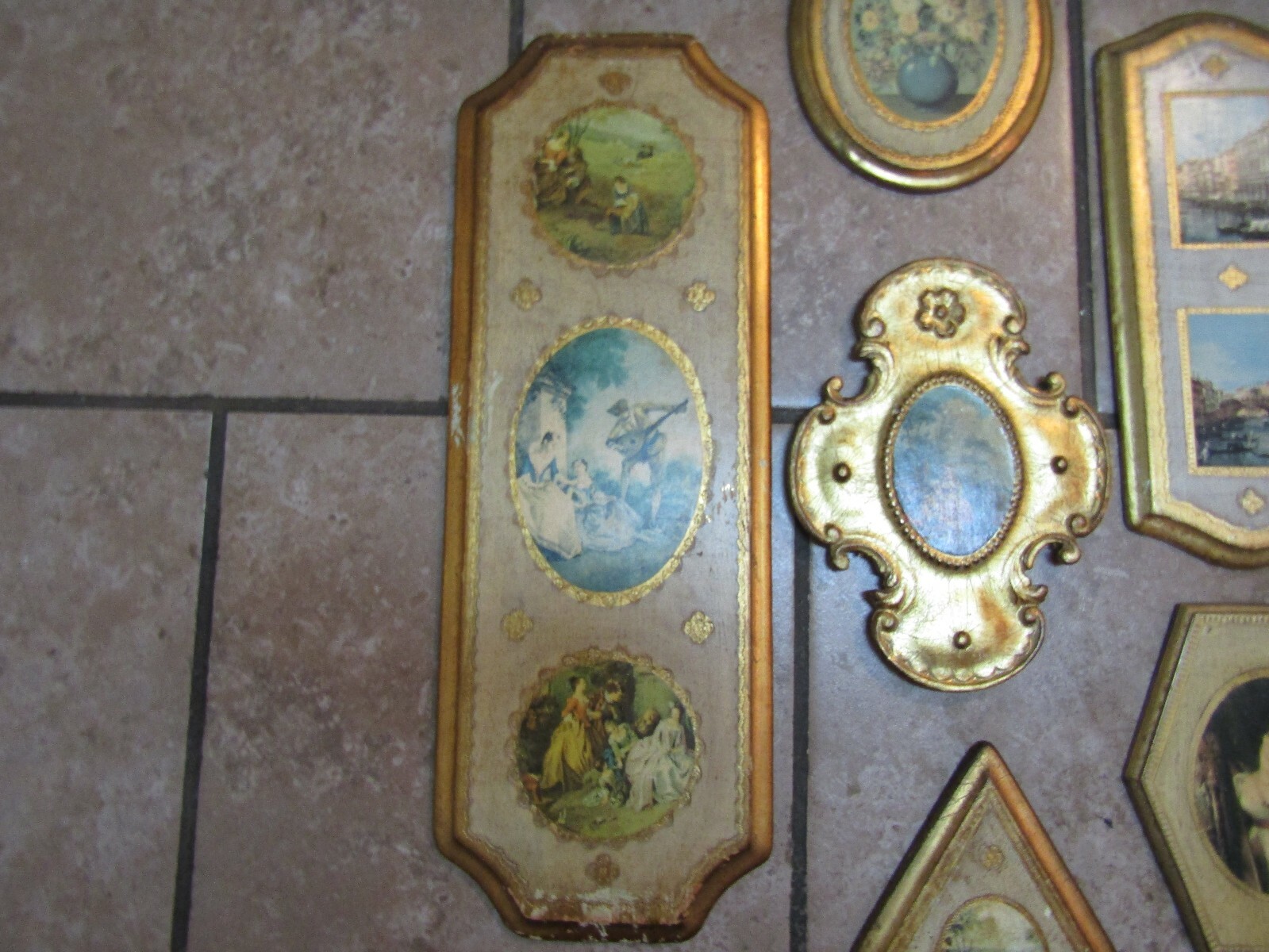 Vintage Mixed Lot 11 Florentine Gold Gilt Wood Tole Wall Plaques Made in Italy