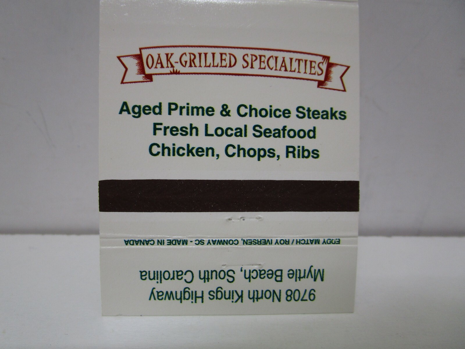 Sam Snead's Grille, Myrtle Beach, South Carolina Matchbook Cover - PGA Golfer