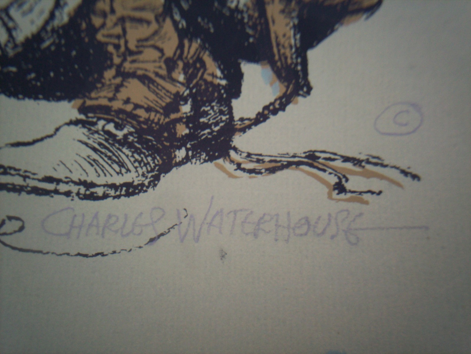 Original Charles Waterhouse Lithograph WWII Marine Corp  Inscribed and Signed