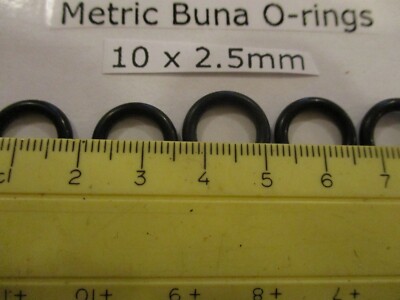 10mm ID x 15mm OD x 2.5mm thick O-ring.  Buna-70.   Quan 5.