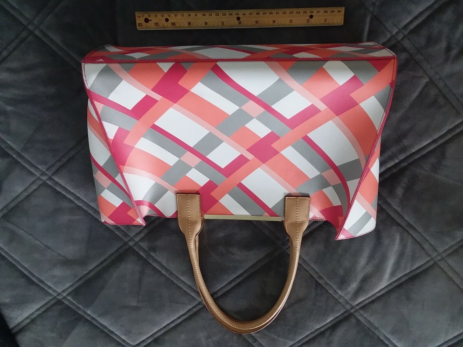 Kate Landry Cabana Plaid Tote (NWOT)