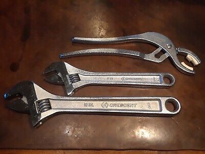 Crescent Wrench Combo, 10 in Wrench, 8 in Wrench and Slipjoint Filter Pliers