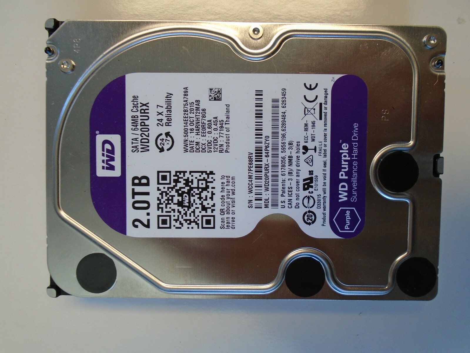 WD Purple 2TB　WD20PURX Western Digital Purple WD20PURX 2TB 5.4K 64MB 6Gb/s SATA 3.5