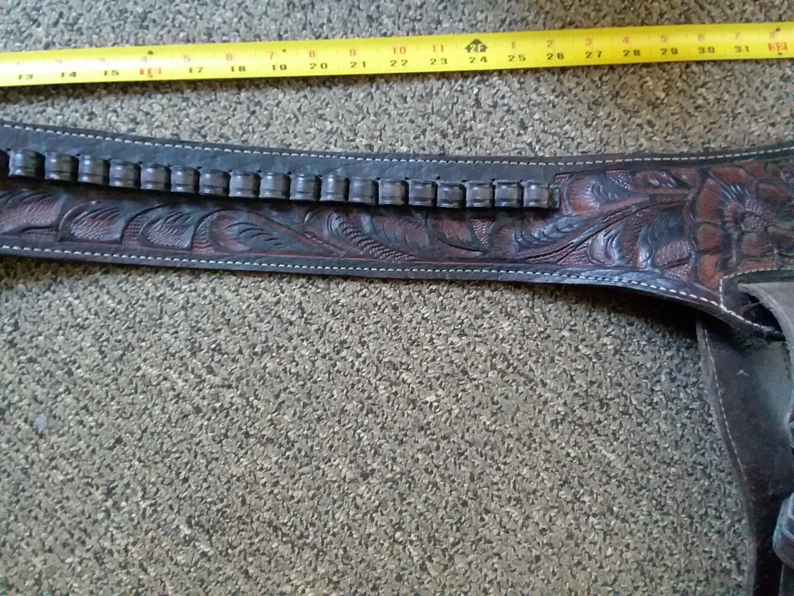 Western gunbelt and holster very heavy brown leather sz 36 to 40