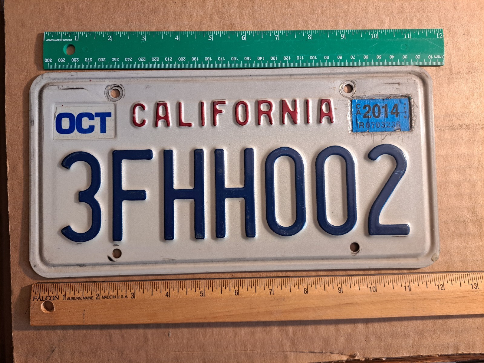 License Plate, California, 1988 Base, Passenger, 3 FHH 002