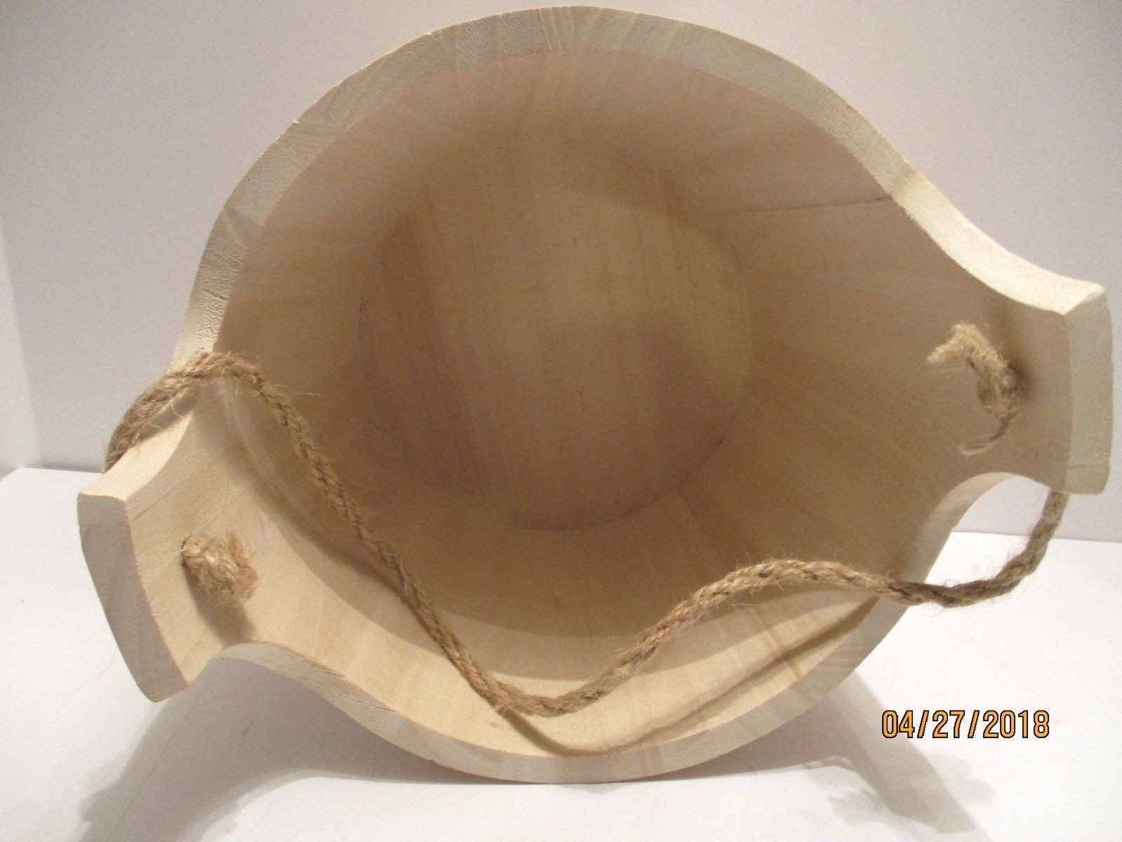 Large Unfinished Soft Wood Unfinished Bucket Rope Twine Handle for Decorating