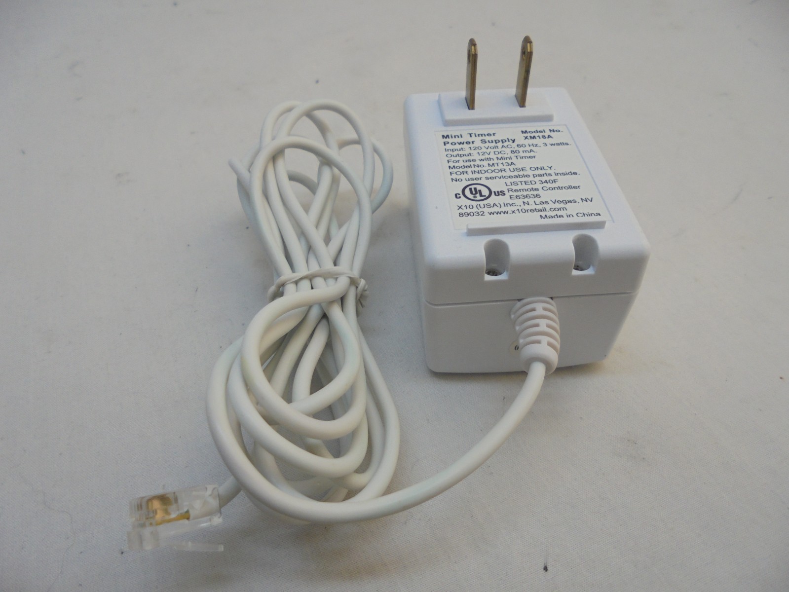 X10 12V Mini Timer Power Supply Model XM18A for MT10A Thru MT13A & RS 61-3000MT