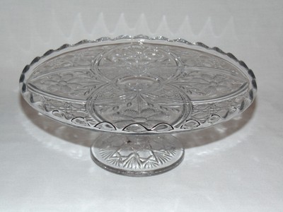 ANTIQUE VICTORIAN EARLY AMERICAN PRESSED GLASS Eapg PEDESTAL CAKE STAND  A+