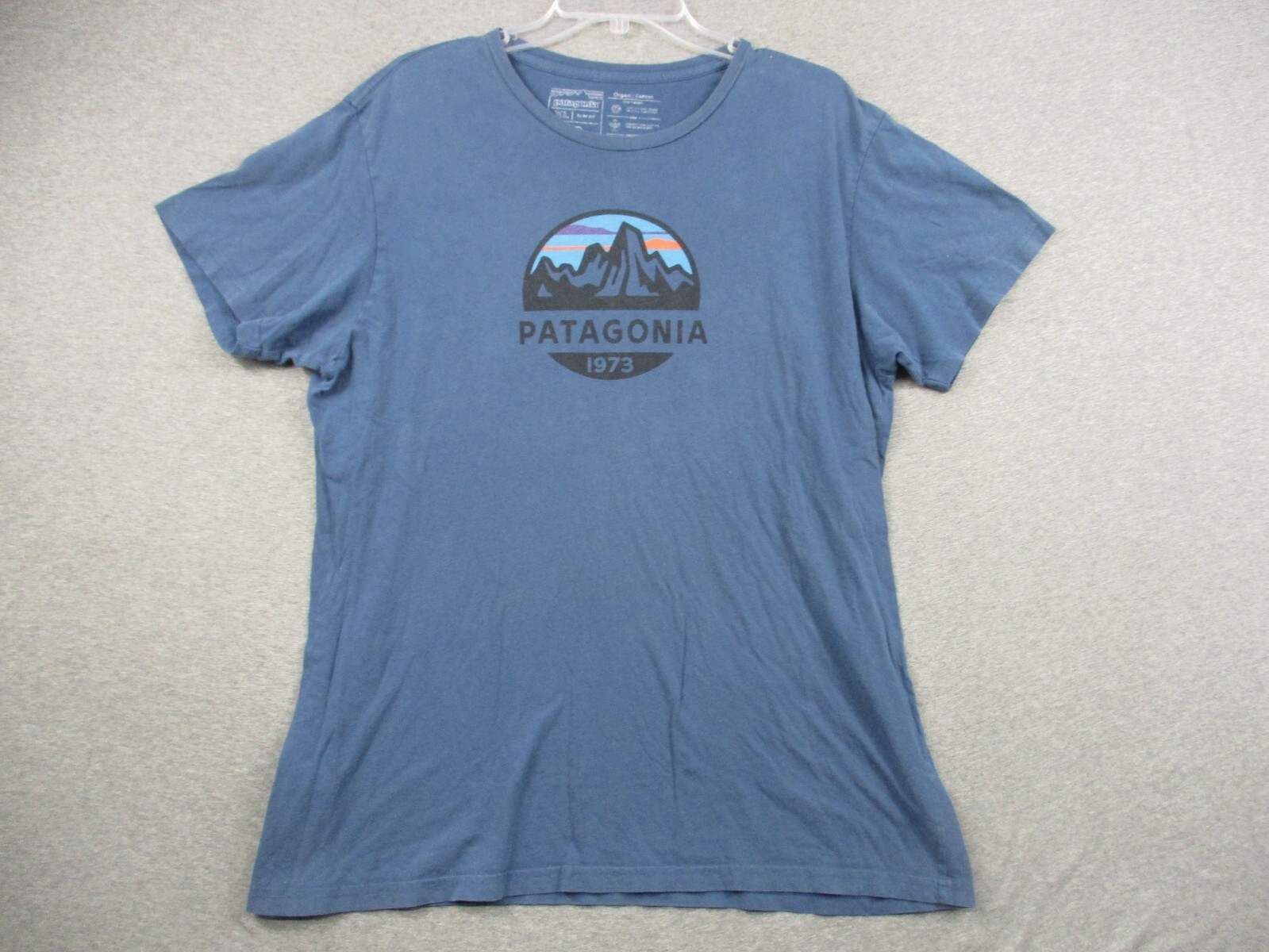 トップス patagonia cotton poly S/S shirt XL Vintage Patagonia Shirt XL Adult Blue Slim Short Sleeve Made