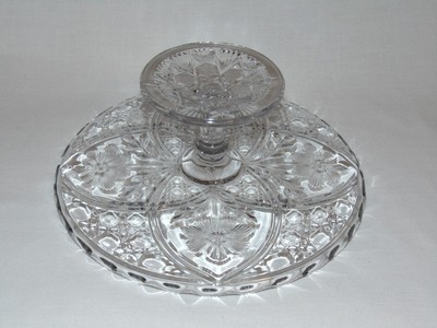 ANTIQUE VICTORIAN EARLY AMERICAN PRESSED GLASS Eapg PEDESTAL CAKE STAND  A+
