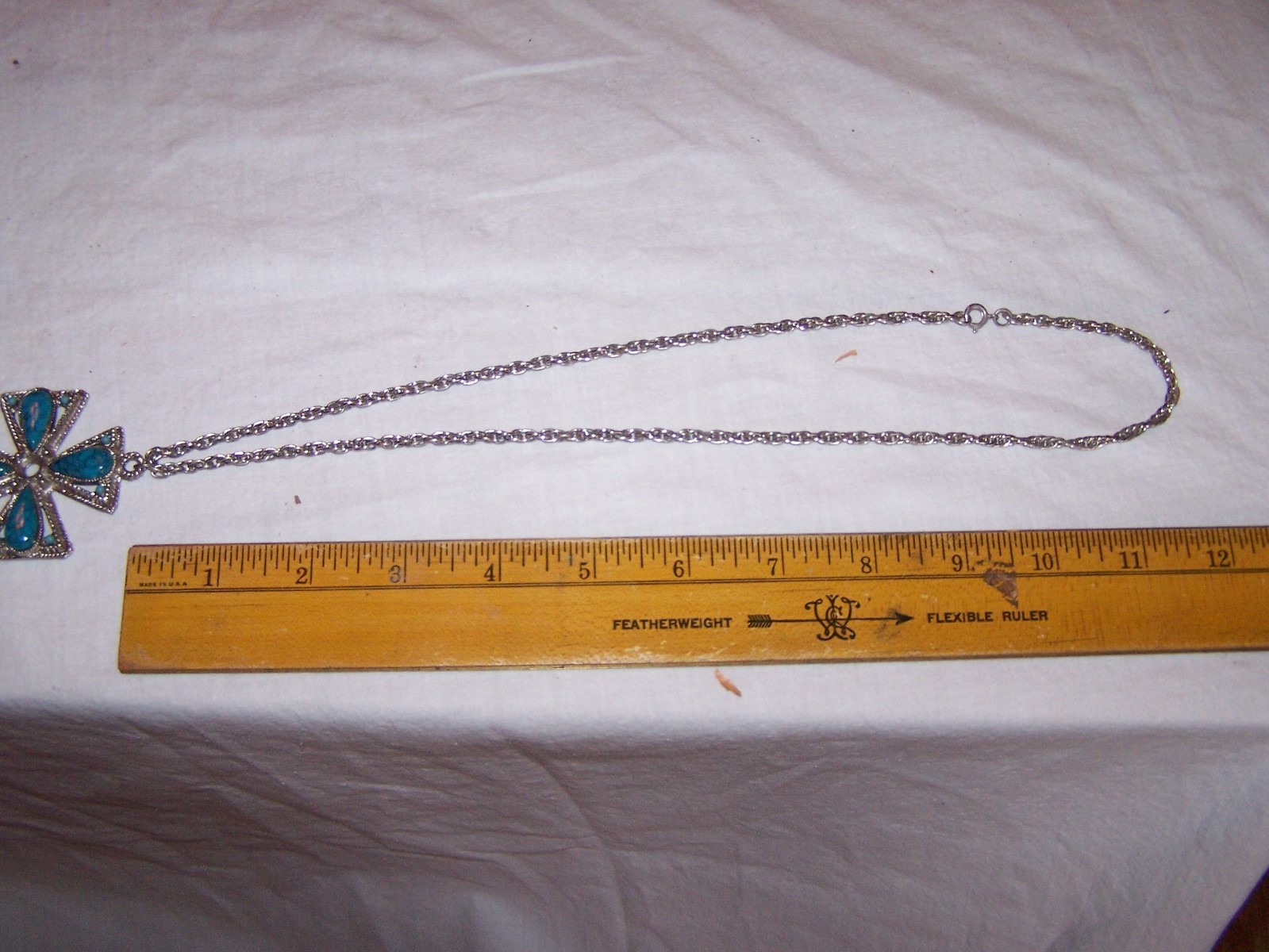 Vintage Faux Turquoise Maltese Cross Southwest Necklace