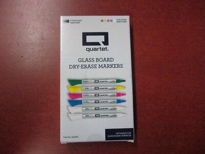 GLASS BOARD DRY-ERASE MARKERS WHITEBOARD MARKERS FINE TIP WHITE & NEON COLORS NR