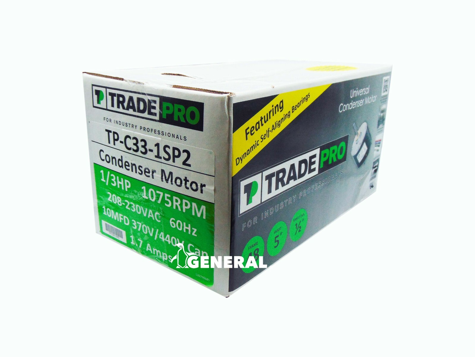Condenser Fan Motor 1/3 Hp 1075 Rpm 230 Volts Tradepro