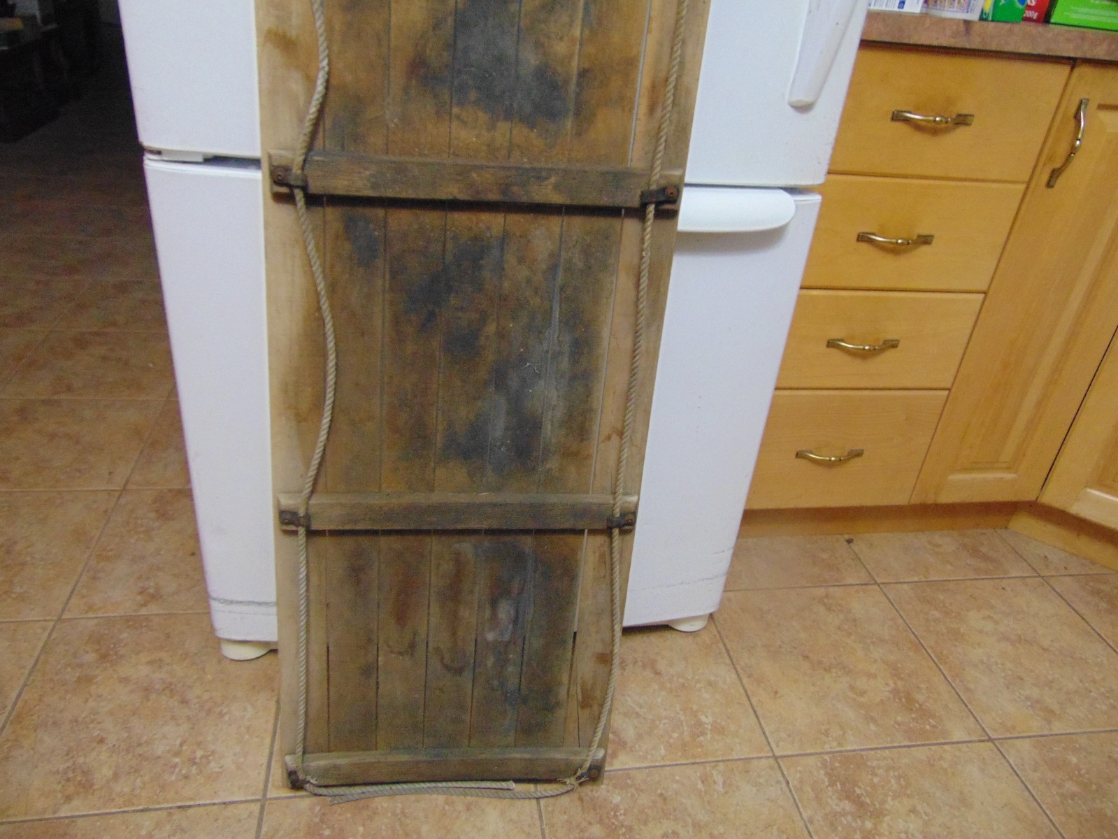 vintage wooden snow toboggan slep  54