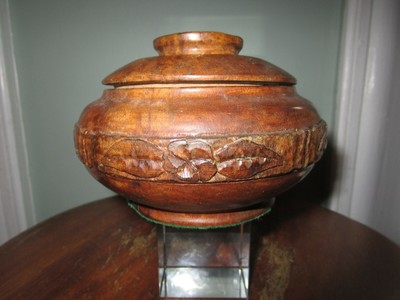 VERY RARE KULANI PRISON, HAWAII, CARVED COVERED KOA WOOD BOWL