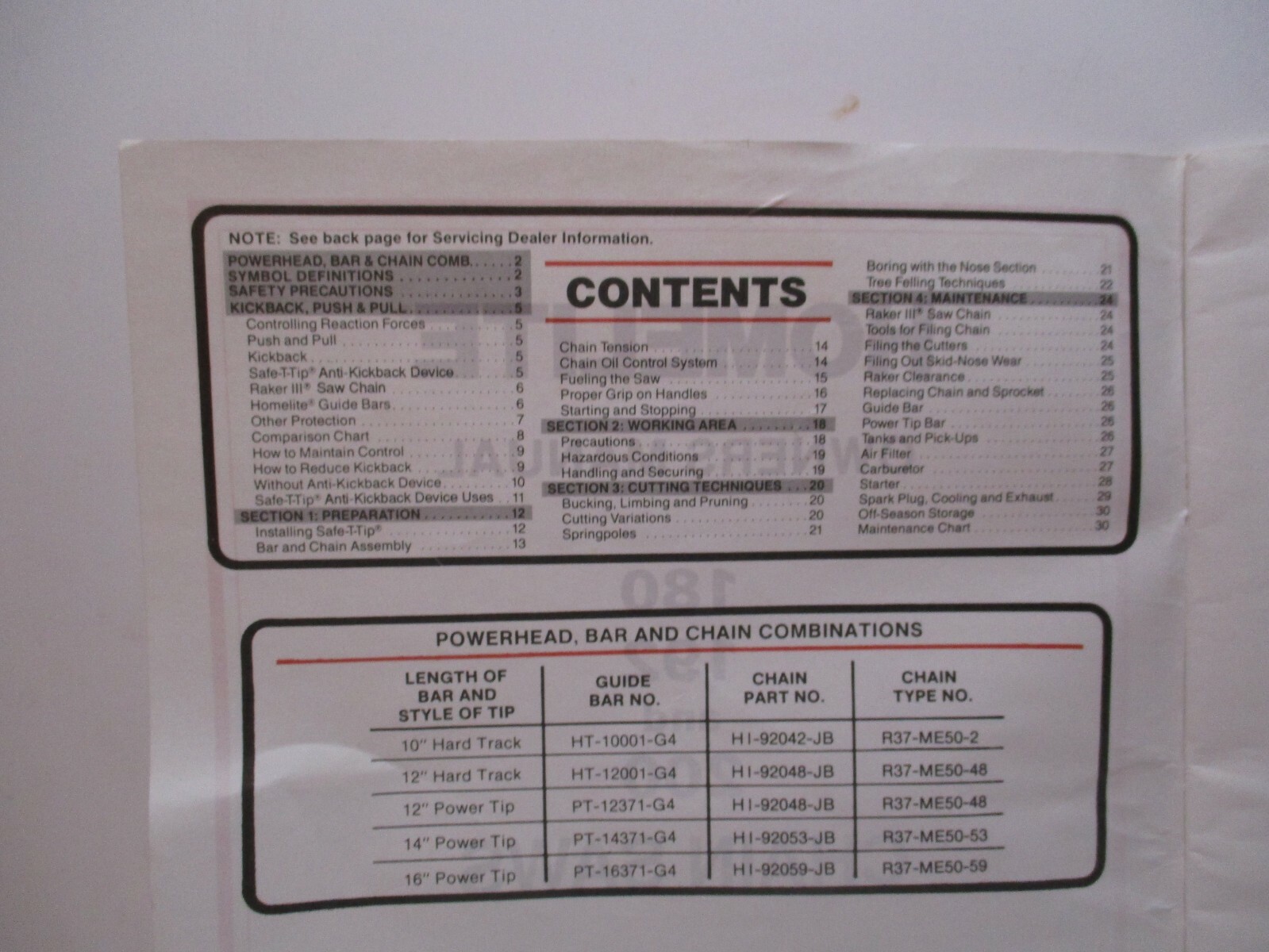 Homelite Owners Manual 180 - 192 - 200 - Chain Saws 18547-1