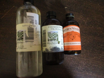 LOT of 3 *USED* culinary extracts/flavoring (lemon, watermelon, orange blossom)