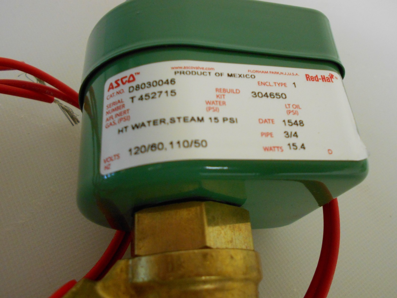 ASCO D803046 - 120V Equivalent Steam Solenoid Valve; 3/4