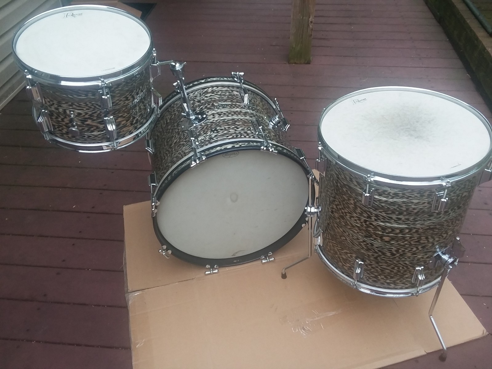 Vintage 60's Rogers 3pc Holiday Black Onyx Drum Set- Clean