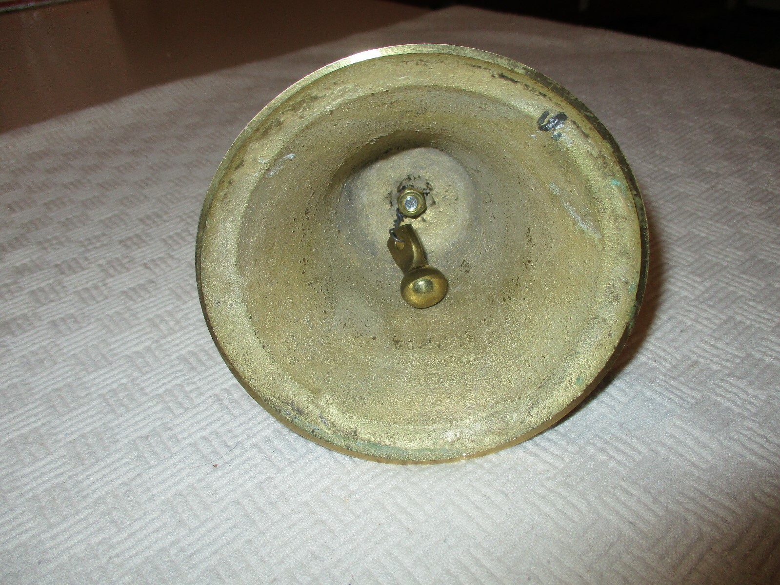 VINTAGE BRASS WITH BLACK HANDLE SCHOOL BELL 9 3/4