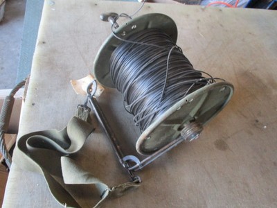 Partial Spool of WD1A Military Telephone Wire, DR-8 Spool & Winder a