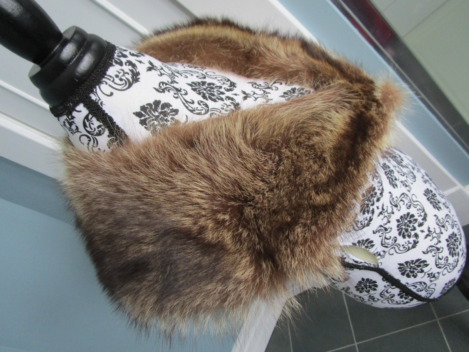 VINTAGE Brown Real Genuine RACCOON FUR Lined Collar Jacket Coat Unisex