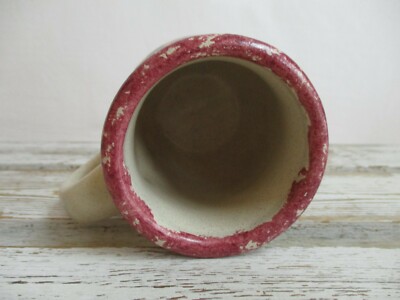 Vintage Sponge Wear Trim Flowers Pottery Mug Hand Painted Multi Color