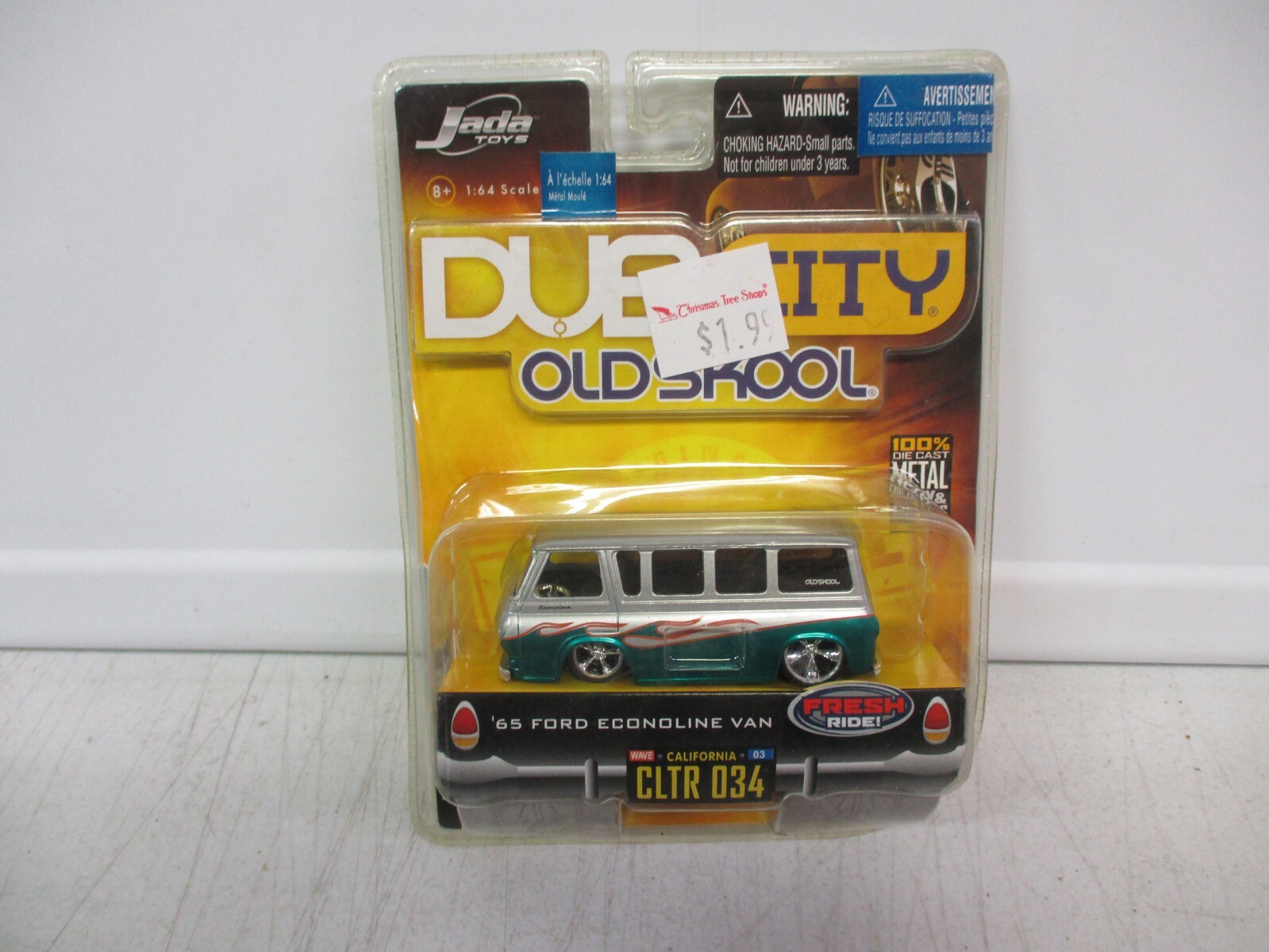 JADA DUB CITY 1965 FORD ECONOLINE VAN 1:24 SILVER WITH FLAME