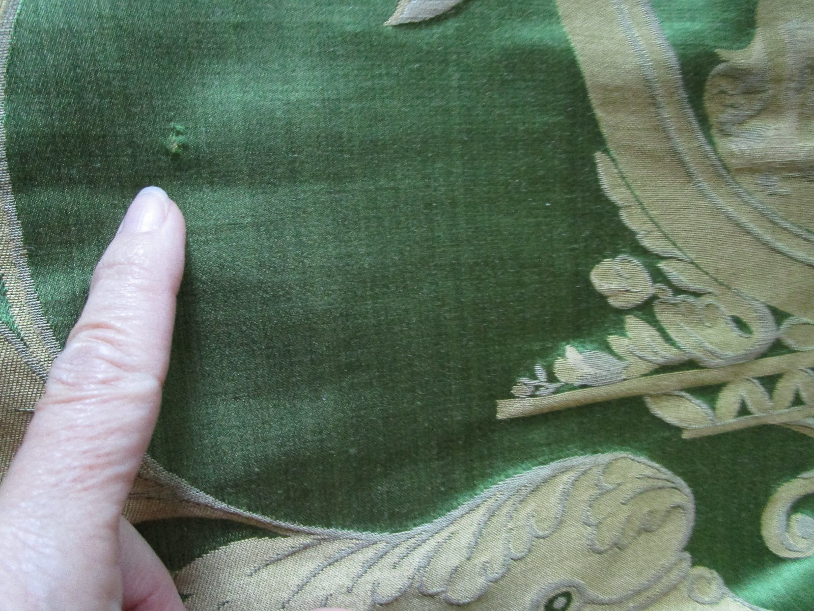 Italian Green Silk Blend Damask Fabric 61