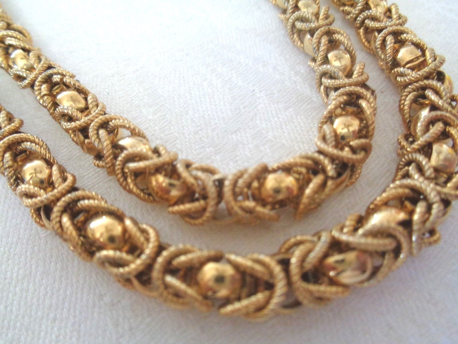 Vtg Gold Plated Double Strand String Chain Signed Coro Intricate Necklace 20