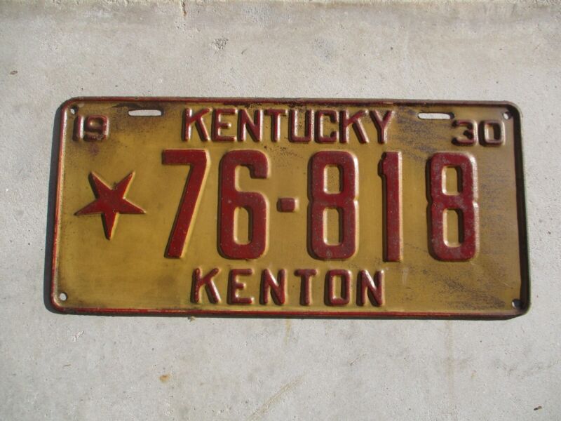 Kentucky 1930 STAR license plate # 76 - 818