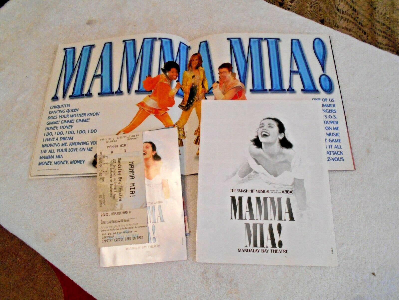 Mamma Mia!, Souvenir Program, 2004 Mandalay Bay Theatre, Las Vegas