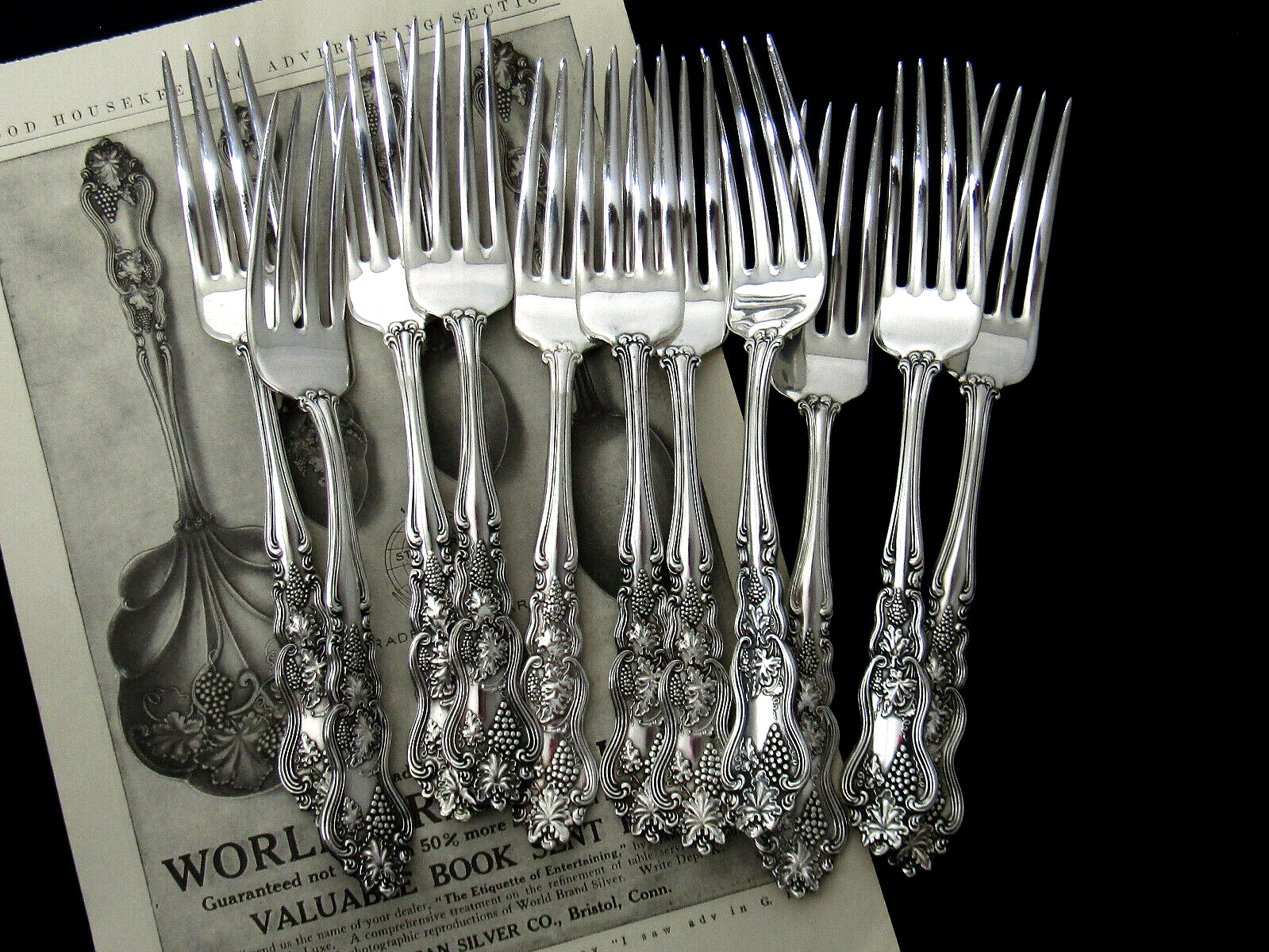 ❤️ MOSELLE AMERICAN SILVER LUNCH FORK 7” ART NOUVEAU c.1906- SOLD BY PC