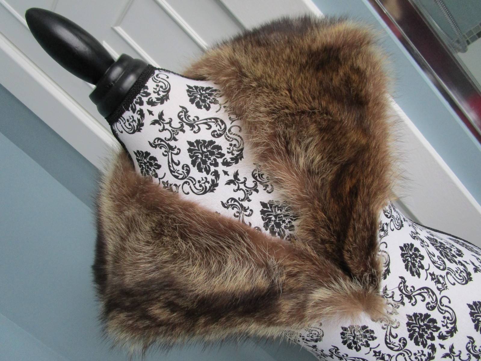 VINTAGE Brown Real Genuine RACCOON FUR Lined Collar Jacket Coat Unisex
