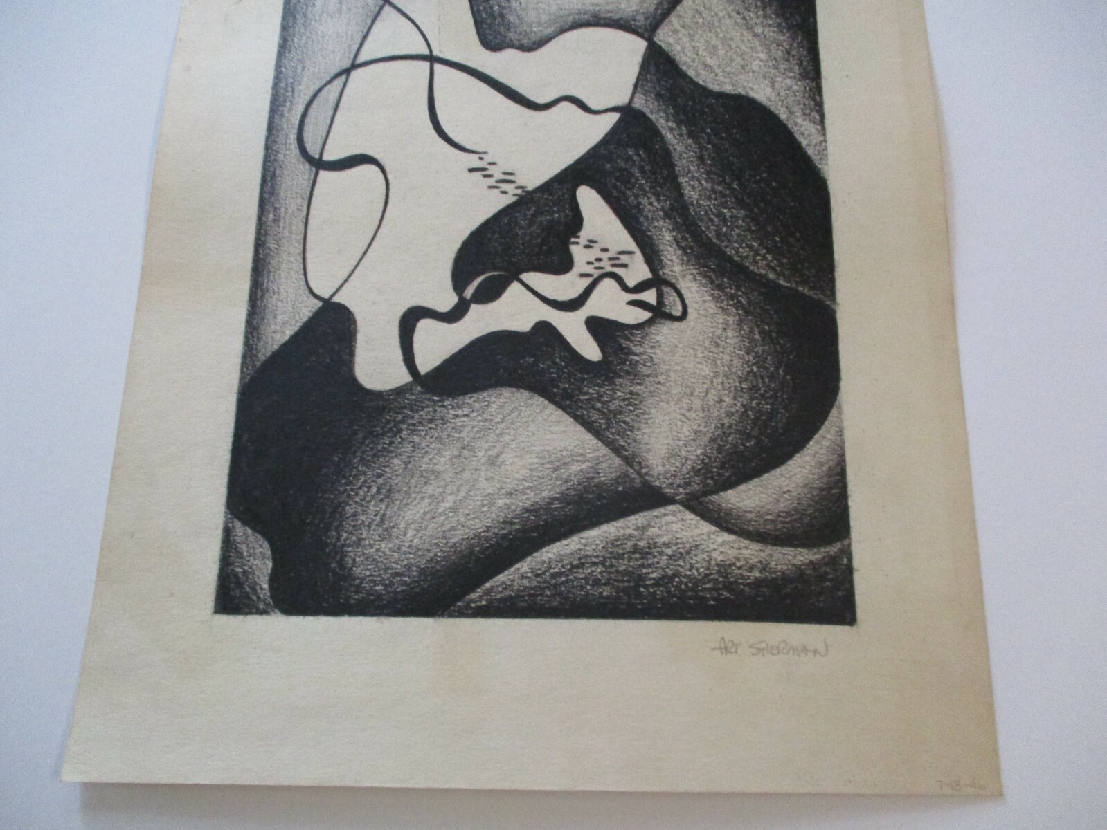 ARTHUR SHERMAN DRAWING  ANTIQUE 1940'S CUBISM  ABSTRACT MODERNIST EXPRESSIONISM