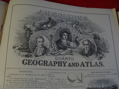 1865 J.H. Colton's American School Quarto Geography W/ 100+ STEEL PLATE MAPS