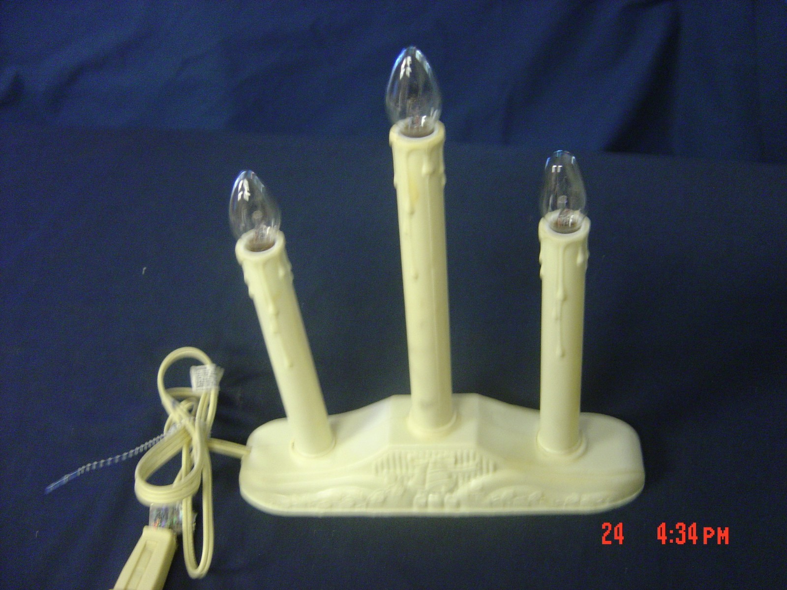 Vintage Christmas 3 Tiered Plastic Candle Window Candelabra Lights