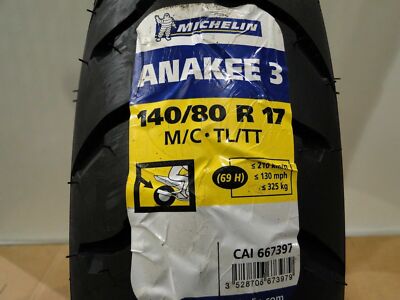 NEW 140/80R17  69H M/C TL/TT Anakee 3 Michelin - Adventure Touring Rear DOT 2016