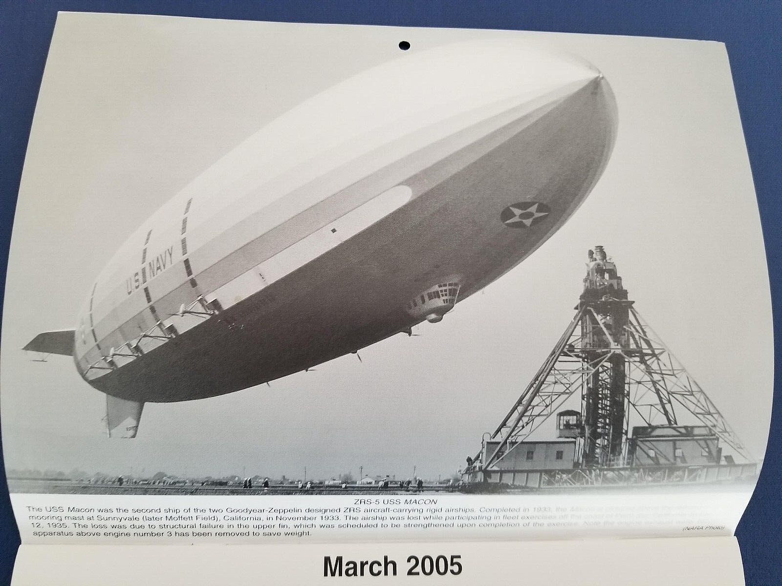 2005 Airship History Calendar, interesting facts on every date in each month