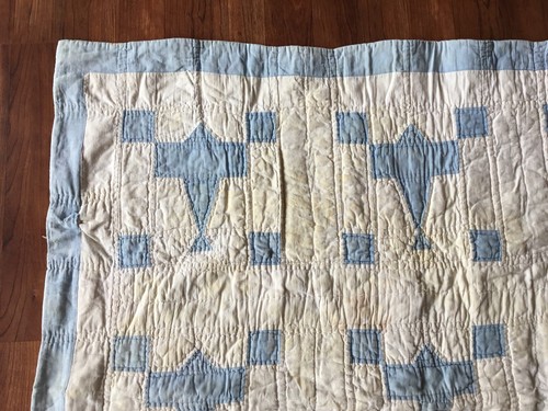 Vintage 1930s handmade Hand Stitched Airplane child size Crib quilt Antique ASIS
