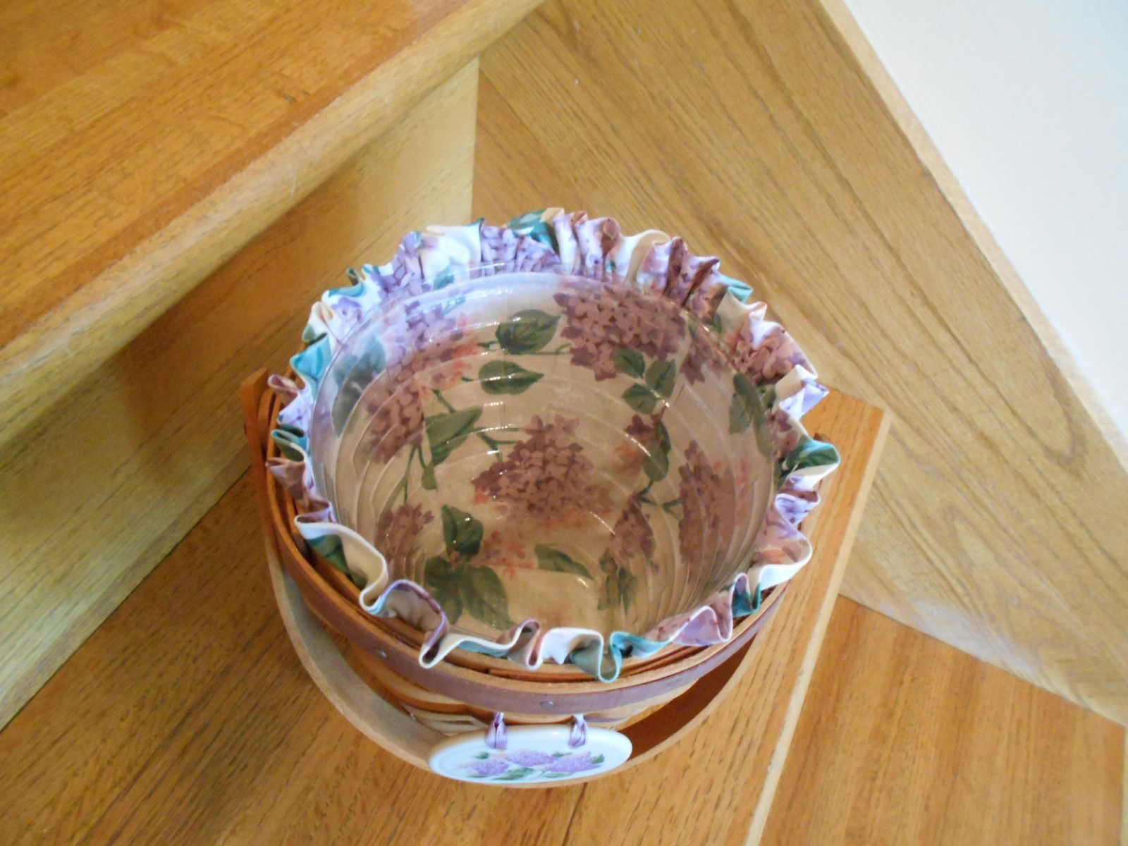 Longaberger Lilac Basket Set May Series 1994 tall round vase *shipping included*