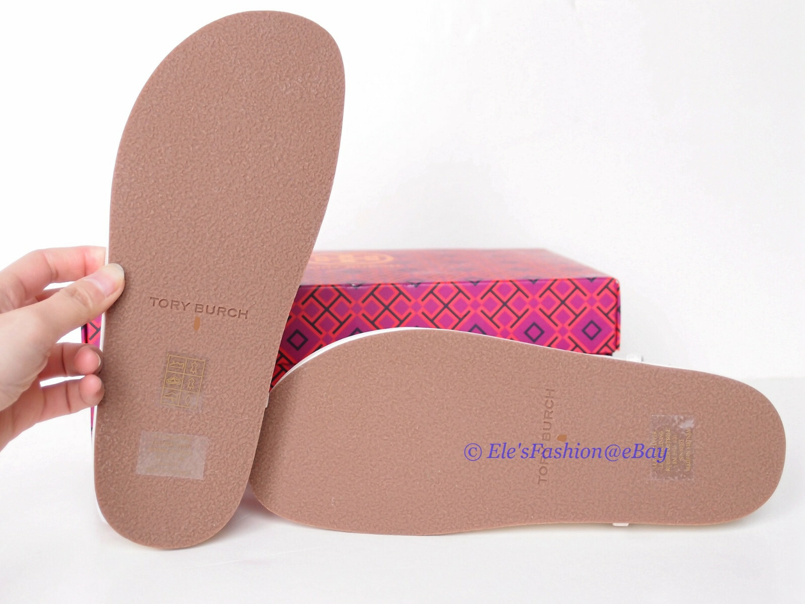 Pre-owned Tory Burch Patos Disk Thong Cloud Leather Sandal Ivory Us 9 Authentic In White