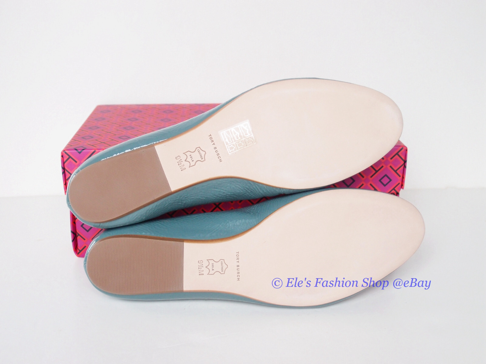 Pre-owned Tory Burch Eleanor Leather Loafer Arctic Blue Us 7.5 8 8.5 9 9.5 Authentic