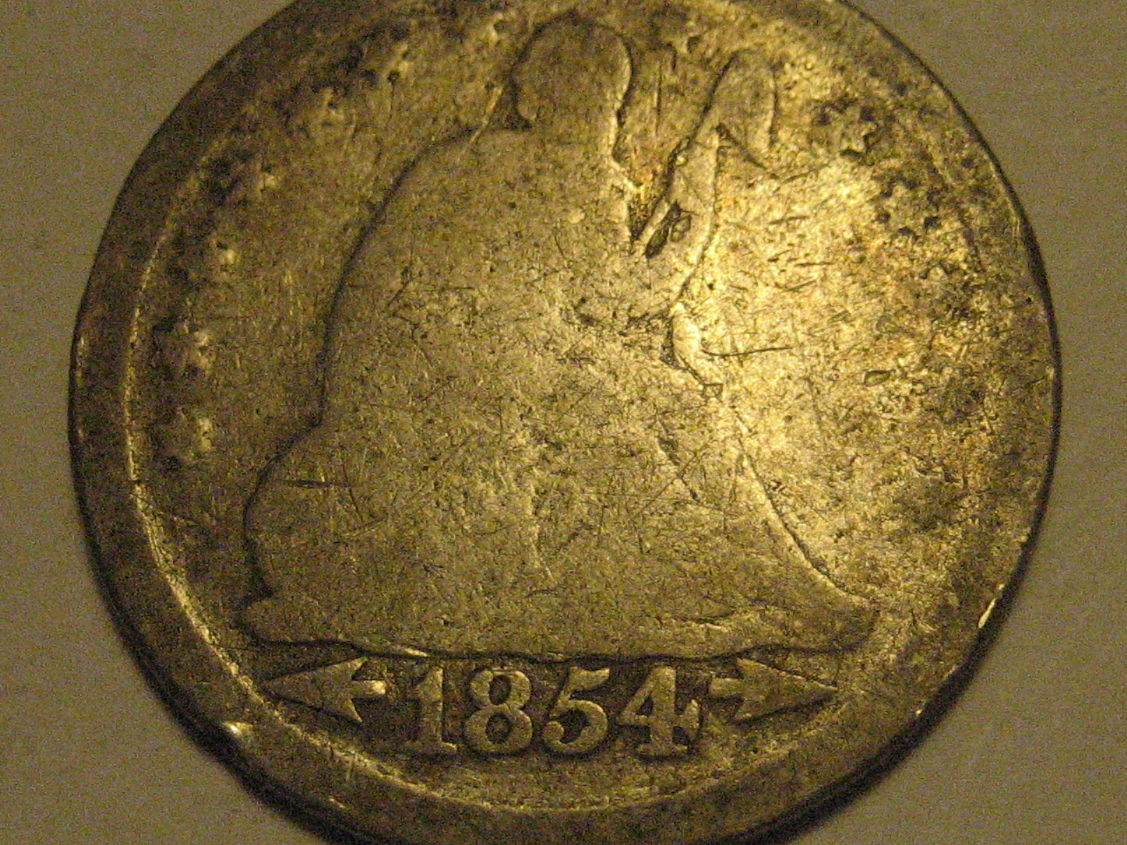 1854-P Arrows Seated Liberty Quarter