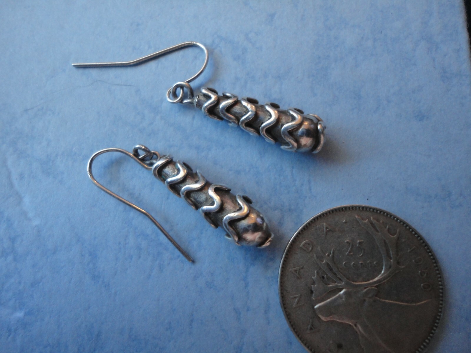 Vintage Southwestern Sterling Silver Hook Dangle Earrings